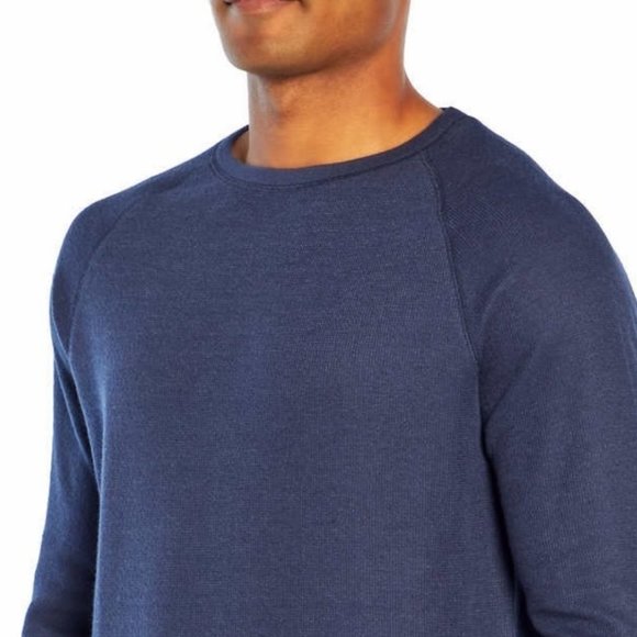 NWT1563 Banana Republic Men’s Waffle Crew Sweatshirt, Mid-weight (Navy) - Picture 2 of 4